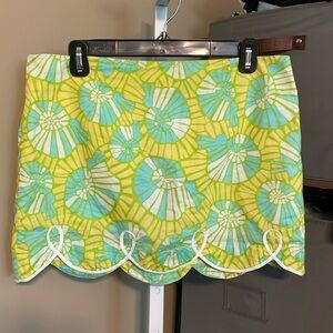Lilly Pulitzer Tate Skirt Sz 8 Scalloped of The Half Shell Green Yellow White
